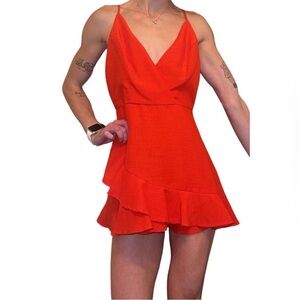 🌺 Flirty Red Ruffle Romper by L’ATISTE By Amy 🌺 Size Large! Adjustable Straps
